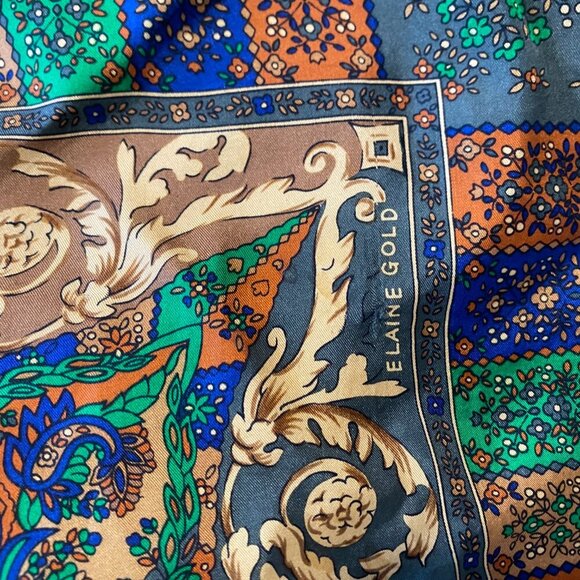 Elaine Gold For Collection XIIX Patterned 100% Silk Scarf‎ - Picture 6 of 7